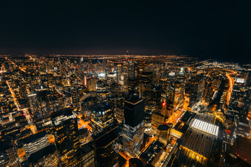 view at night of the skyline of Toronto