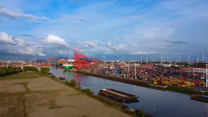 Container Terminal in the Port of Hamburg - aerial photography
