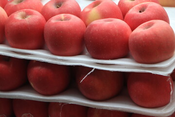 Full frame shot of red apples. Fresh red apples from the market.