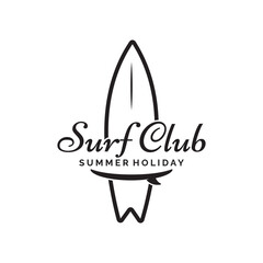 Vintage surfboard Logo template,surfing on a summer beach.For business,badge,holiday, ,label,emblem.
