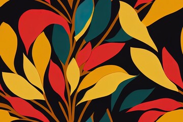 colorful leaves wall art, invitations, greeting cards. Generative AI