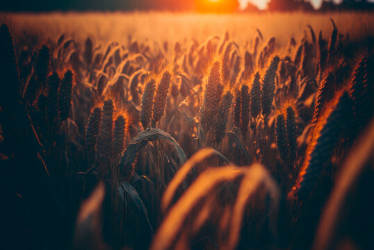 Rye field at sunset, 