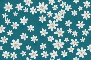 Fototapeta na wymiar Seamless flower design in the latest modern style. Tiny white flowers repeat endlessly on this pattern. Generative AI