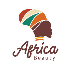 Exotic Beautiful African Woman Silhouette with hat facing position, african woman illustration,can be used for cosmetic logo