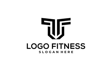 Obraz premium fitness logo initial pf strong logo design