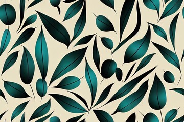 Seamless design of a tropical leaf brush stroke pattern, used in textiles, graphics, and crafts. Generative AI