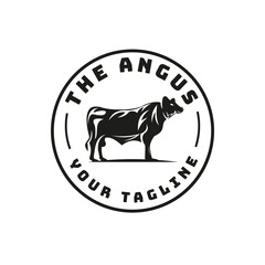 Vintage Retro Rustic Angus ranch classic inspiration,Label Stamp Logo design vector
