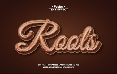 Fototapeta na wymiar Roots Editable Vector Text Effect.
