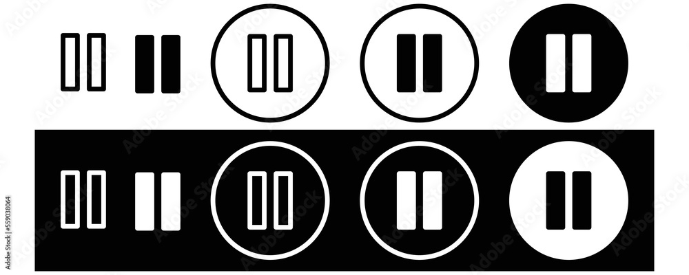 Poster pause button icon set simple. pause icon collections symbol, vector illustration