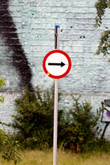 Plate if one way traffic in the lane or via in Sao Paulo city, Brazil