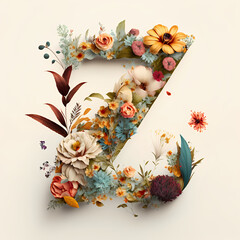 Floral letter Z font, Generative AI