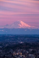 Mount Rainier and Seattle city view from Columbia Center