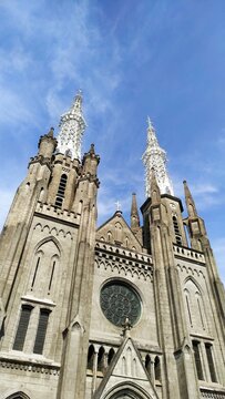 The Jakarta Cathedral with view a blue sky