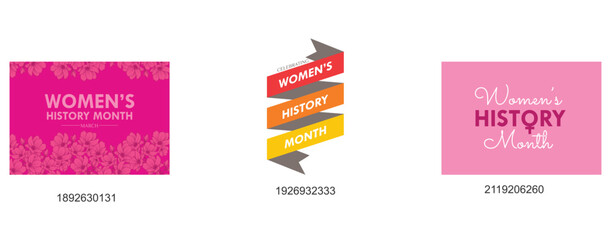 Women's History Month, Beautiful roses on pink, maroon background, Brush calligraphy style , set flat vector modern illustration