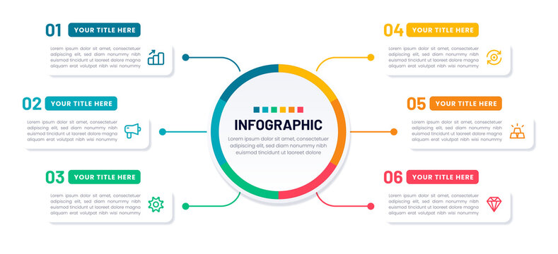 Infographic template with six steps