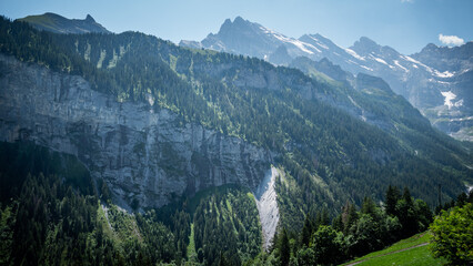 Beautiful little village of Gimmelwald Switzerland - typical Swiss landscape - travel photography