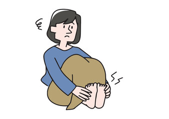 足が冷えている女性のイラスト
