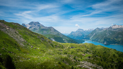 View over Lake Sils in Engadin Switzerland - travel photography