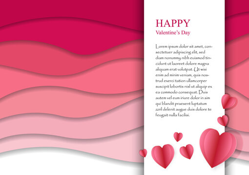 Abstract template card valentine red and pink wave background