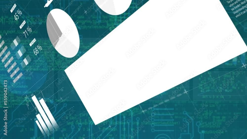 Aufkleber animation of financial data processing on green background