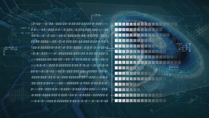 Animation of data processing and binary coding over clock - Powered by Adobe