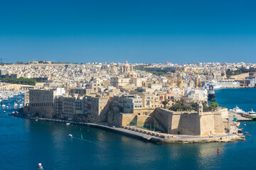 Cityscape of Birgu,  one of the Three Cities of Malta - obrazy, fototapety, plakaty