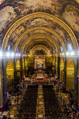 Valletta, Malta, 22 May 2022: Golden interior of St John's Co-Cathedral