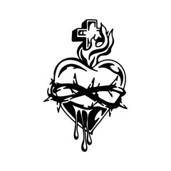 vector illustration of a heart with a cross