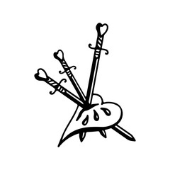 vector illustration of heart piercing sword concept