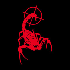vector illustration of a red scorpion silhouette