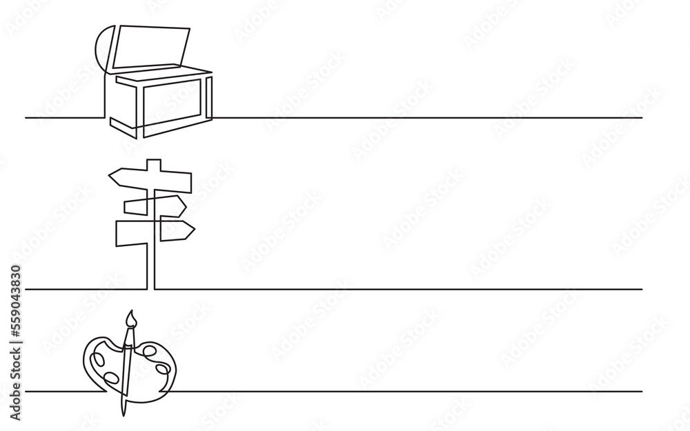 Wall mural png image with transparent background of continuous line drawing of various business icons isolated 