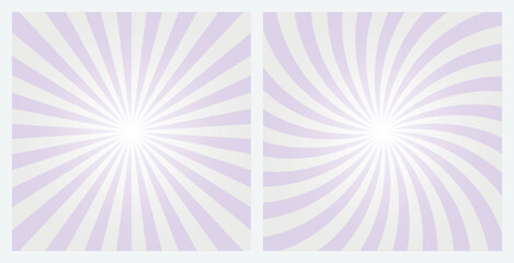 lavender purple rays background. Sunburst pattern background set. Radial and swirl retro style background in pop art style. © cnh