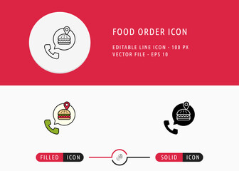 Food Order Icon Isolated on White Background. Online Meal Service Thin Line Symbol Stock Vector Illustration For Mobile App And Web Design.