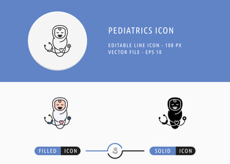 Pediatrics Icon Isolated on White Background. Children Health Care Thin Line Symbol Stock Vector Illustration For Mobile App And Web Design.