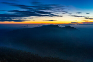 Fototapeta na wymiar Sunrise View from Pha mor e daeng, Sao Thong Chai, Kantharalak District, Si Sa Ket, Thailand
