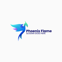 Vector Logo Illustration Phoenix Gradient Colorful Style.