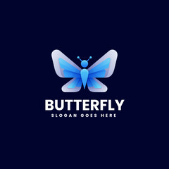Vector Logo Illustration Butterfly Gradient Colorful Style.