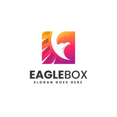 Vector Logo Illustration Eagle Box Gradient Colorful Style.