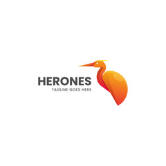 Vector Logo Illustration Heron Gradient Colorful Style.