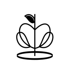 abstract art fruit, apple logo vector design, leaf and shadow in black and white colors