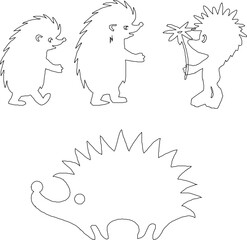 simple cute hedgehog character logo illustration vector sketch for coloring