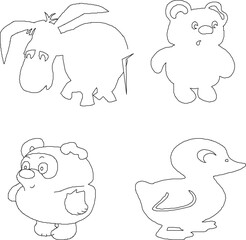 simple cute pet character logo illustration vector sketch for coloring