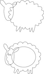 simple cute sheep character logo illustration vector sketch for coloring
