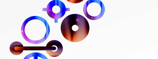 Minimal geometric abstract background. Circle, line and round shapes design. Trendy techno business template for wallpaper, banner, background or landing