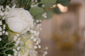 Selective focus fabric flowers, valentine concept