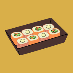 Japanese sushi roll set in a package, asian food