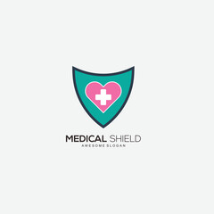 medical shield design art vector logo
