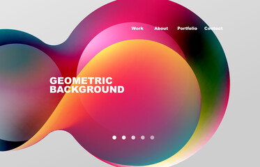Landing page abstract liquid background. Flowing shapes, round design and circle. Web page for website or mobile app wallpaper