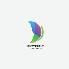 butterfly logo template gradient color icon symbol