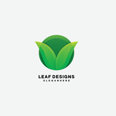leaf logo icon gradient colorful design template